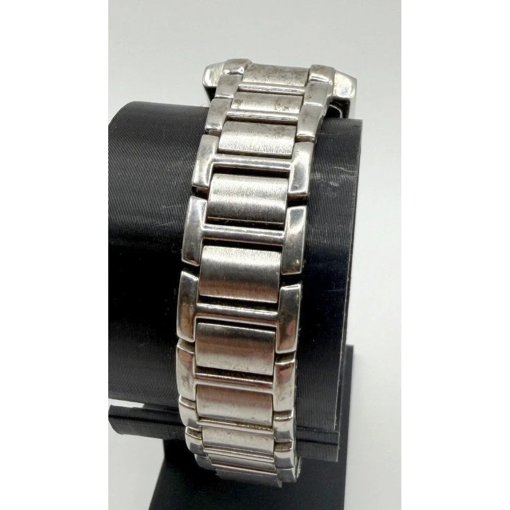 DMQ Silver Tone Rectangular Watch Rhinestone Bezel 7